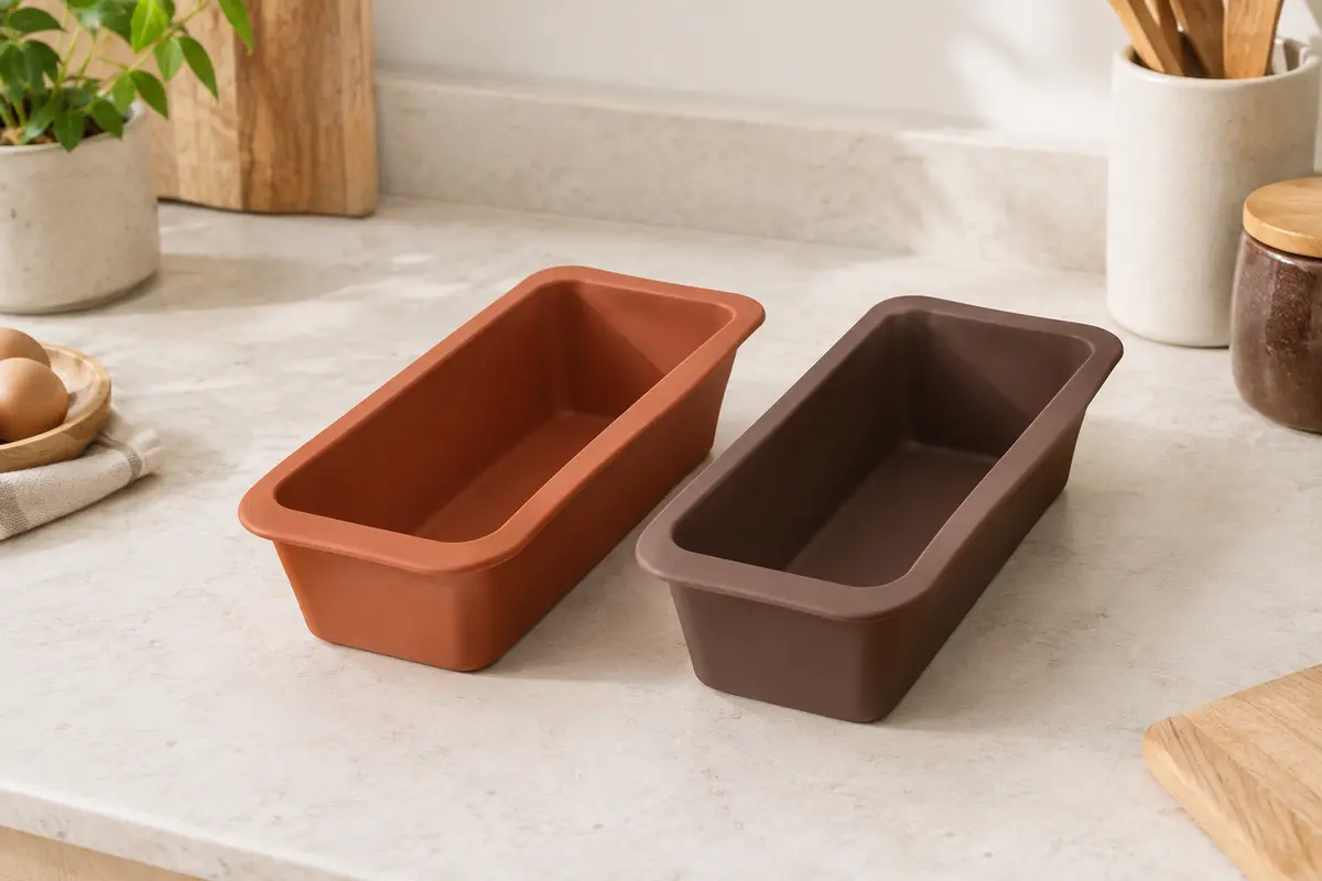 Deux inserts en silicone réutilisables posés côte à côte sur un plan de travail clair